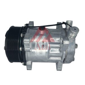 COMPRESSOR SANDEN MODELO 7H15 MÁQUINA NEW HOLLAND POLIA 8PK 119MM 12 VOLTS 8 ORELHAS SAÍDA PARA CIMA ROSCA