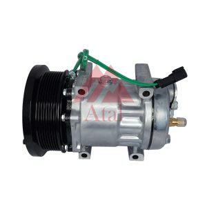 COMPRESSOR SANDEN 7H15 MÁQUINA CATERPILLAR D4E POLIA 8PK 153MM 24 VOLTS PARAFUSO PASSANTE SAÍDA PARA PRESSOSTATO