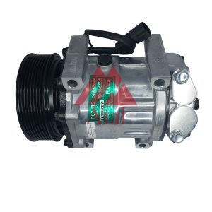 COMPRESSOR SANDEN 7H15 JCB POLIA 8PK 120MM 12 VOLTS PASSANTE SAÍDA LATERAL ENGATE