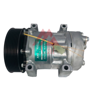 COMPRESSOR SANDEN 7H15 VOLVO FN/NH POLIA 8PK 132MM 24 VOLTS PASSANTE SAIDA TRASEIRA ENGATE