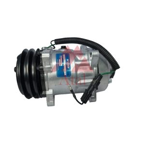 COMPRESSOR SANDEN 7H15 FIXAÇÃO PASSANTE MOTONIVELADORA PATROL RETROESCAVADEIRA TR140 POLIA 1A 24 VOLTS  PASSANTE  SAIDA TRASEIRA ENGATE