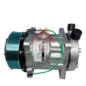 COMPRESSOR SANDEN 7H15 POLIA 8PK  24 VOLTS  8 ORELHAS SAIDA PARA CIMA